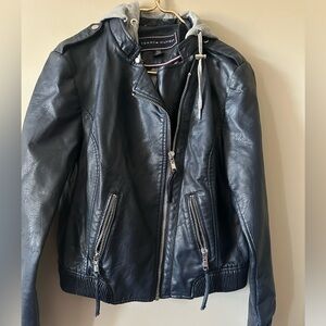 Tommy Hilfiger Dark Navy Blue Leather Jacket for Women